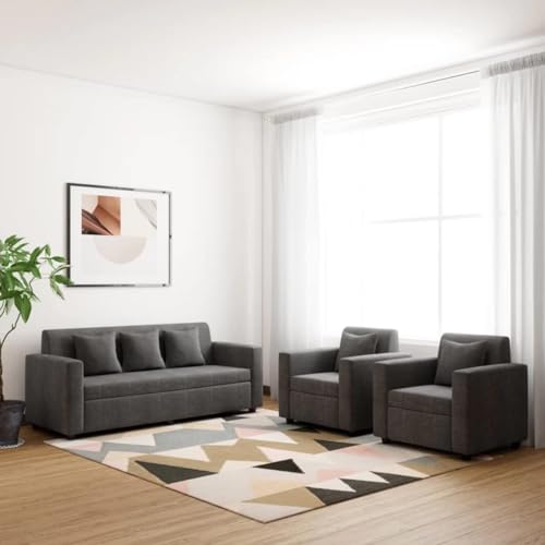 Image of Lexot 5 Seater 3+1+1 Fabric Sofa Set (Darkgrey)