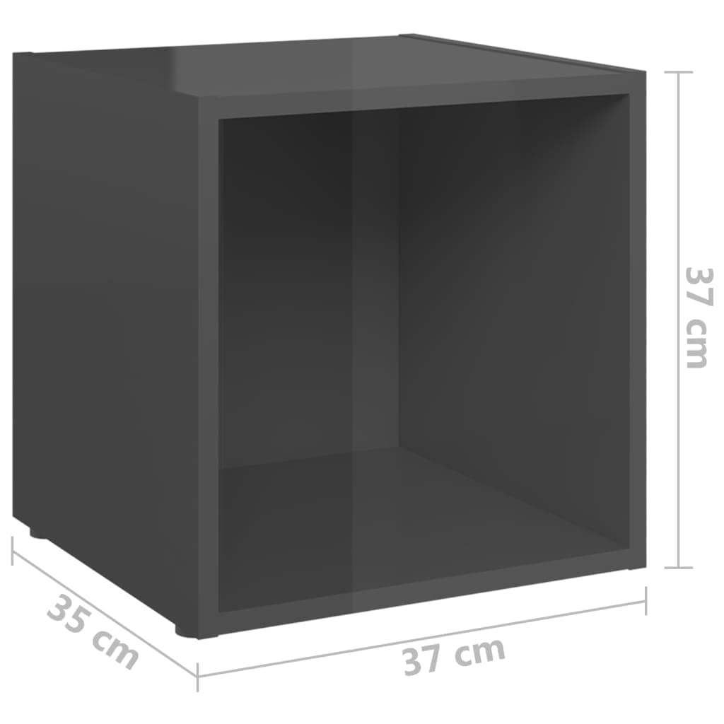 6-TLG. TV-Schrank-Set Hochglanz-Grau, Holzwerkstoff Lowboard für Wohnzimmer, modernes Media-Center mit viel Stauraum, vielseitig aufstellbar