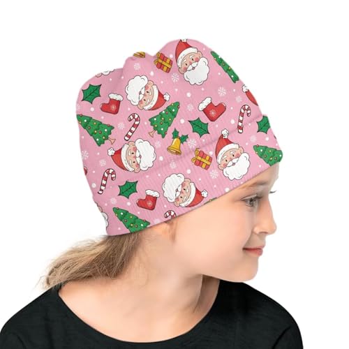 Babrukda Kids Winter Knit Hat, Christmas Santa Claus Warm Skull Hats for Cold Weather Children Beanie Skull Cap Headwear3