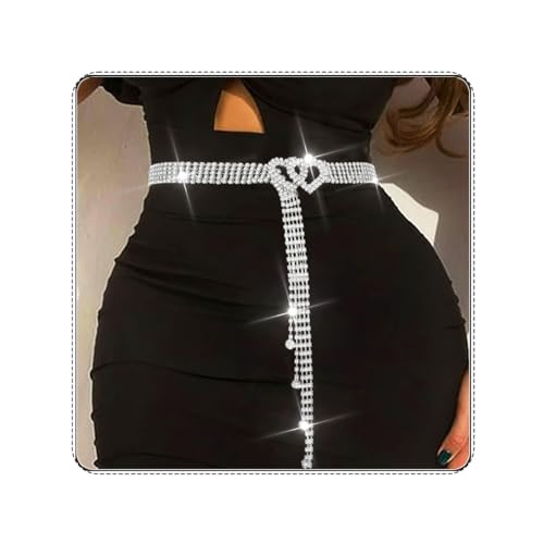 COSYDAYS Silver Rhinestone Dress Belts Sparkly Crystal Chain Belt Waist Accessories for Women