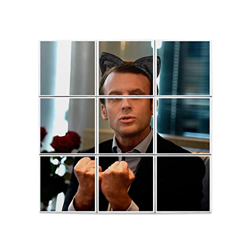 Carreaux céramique Emmanuel Macron kawaii pour déco murale humour 60x60 cm