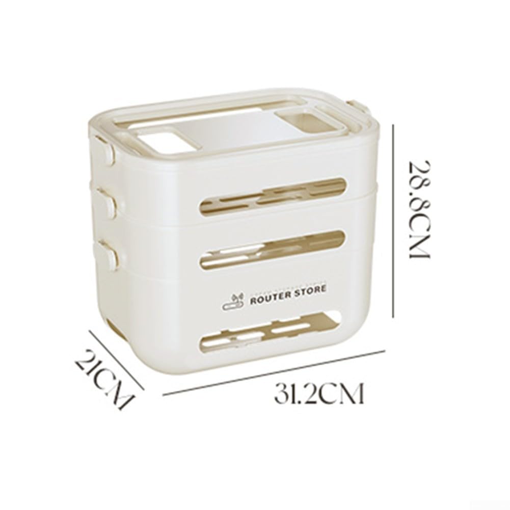 para almacenamiento Router WiFi para soporte Pared Organizador Cables TV Decodificador para estantería Flotante Hogar 32x22x11cm(Four layers)