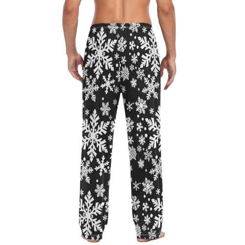 Christmas Snowflakes Pajama Pants White Black TextureLounge Sleepwear PJs Men's Pajama Bottoms Lightweight Sleep Pants S2