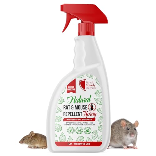 Rat and Mouse Repellent Spray 1L: Natural Peppermint Oil Rodent Repellent – Effective Indoor & Outdoor Rodent Control – Long-Lasting Rodent Deterrent – Chemical-Free Protection for Home & Garden option