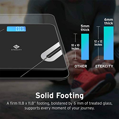Etekcity Smart Digital Bathroom Scale, Scales For Body Weight And Fat, Wellness Bluetooth Health Monitor With Smartapps, Large Led Display, 12 Data, 11.8 X 11.8 Inches, Black #TOP7