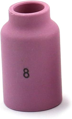 Miniatura 3 de WeldingCity Paquete de 10 vasos de cerámica con lente de gas de alúmina 54N14 (#8, 12") para soplete de soldadura TIG Serie 17, 18 y 26 de Weldcraft