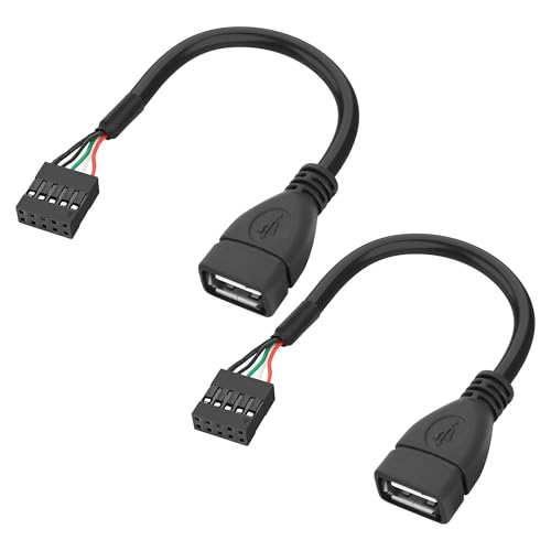 Image of XMSJSIY USB 2.0 Female to Motherboard 9 Pin Header Adapter Cable USB Type A Port to Dupont 5 Pin Female Mainboard Data Cable 5 Cores Cord -10CM/3.9IN 2PCS