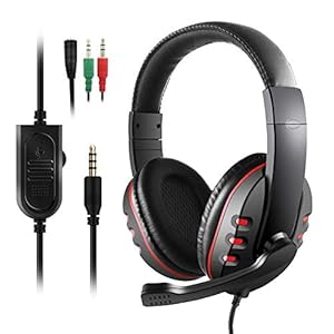 Diswoe PS4 Headset, 3.5mm Noise Cancelling Gaming Kopfhörer mit Surround Sound, 40MM Treiber und Mikrofon, Gaming Headset für PC Xbox One Nintendo Switch/Switch Lite Laptop Mac Handy Tablet
