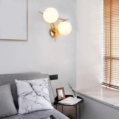 Image of Golden Duel Globe Metal Frame Modern Design, Globe Shade Wall lamp, Wall Sconce (Pack of 1) (Bulb Not Included)