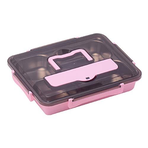 Stainless Steel Food Storage Containerinsulated Portable Lunch BoxCompartmentalized Bento Boxes For Students Adult Children PicnicRestaurant Container TrayDivided Food SerColorpinkSize5cells
