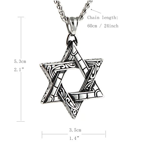 HZMAN Magen Star of David Pendant Necklace Women Men Chain Silver Stainless Steel Israel Necklace3