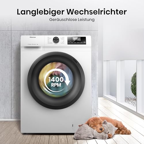 Hisense WF1Q9041BW Waschmaschine mit Dampffunktion / 9KG / 1400 U/Min /15 Programme/Anti-Allergie Programm/Baby-Wäsche/AutoWash/QuickWash 15 min/Daunen/Eco 40-60 °C/Power 49' / EEK: A/Weiß – Bild 13
