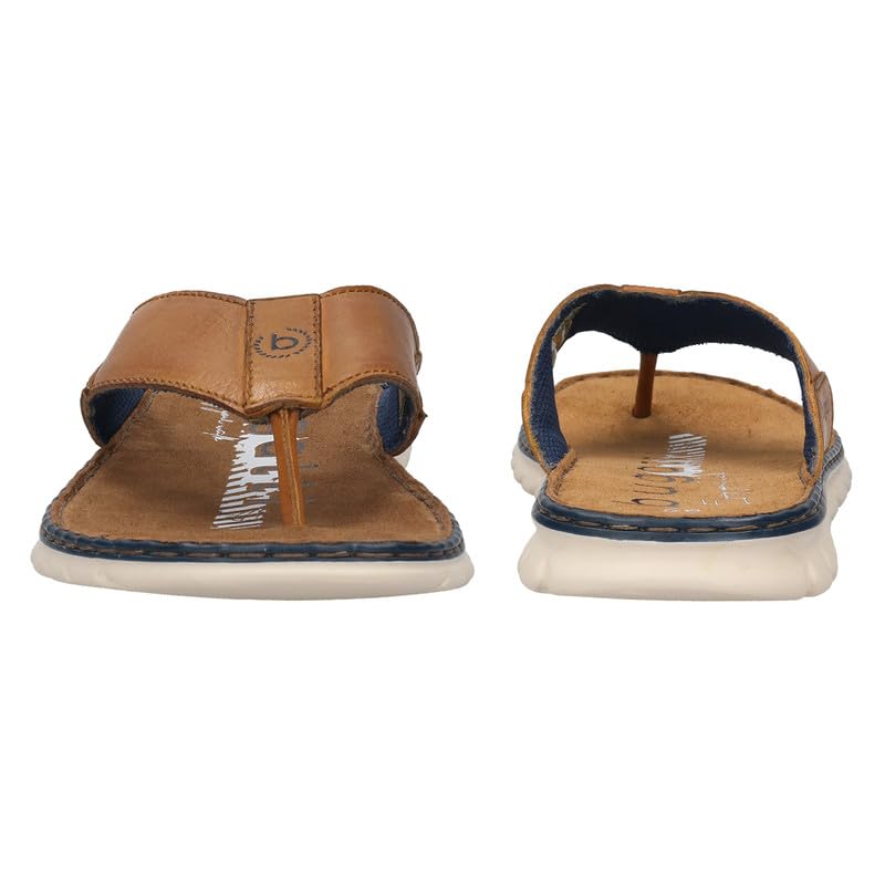 Image of Bugatti CORFU Cognac Leather Mens Thongs Sandals