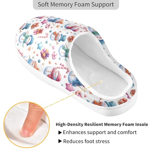 Fuzzy Memory Foam Slippers for Women/Men Snowman Candy Gift Pattern Fluffy Winter House Shoes Indoor and Outdoor3