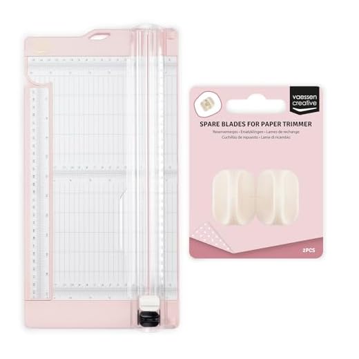 Vaessen Creative Massicot avec Plioir de 15,2 x 30,5 cm – Coupe-Papier et Plaque de Rainurage 2-en-1 Scrapbooking, Cartes et Loisirs Créatifs – 2 Lames de Rechange Inclus, Rose-Ivoire, Divers