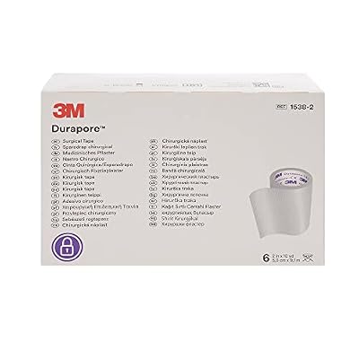 Durapore 3M Medical Tape, Non-Sterile, Silk-Like Cloth, White, 2 in x 10 yds, 6 Rolls, 1 Pack