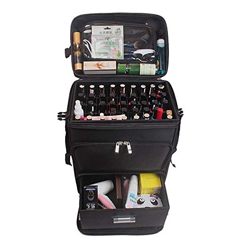 SGSG Estuche de Maquillaje con Ruedas de Nailon Estuche de cosméticos multifunción para Tatuador Estuche de peluquería Carrito de Equipaje Caja organizadora de Viaje Cajones deslizantes Maleta de