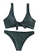 SweatyRocks Women's Sexy Bikini Swimsuit Tie Knot Front Swimwear Set Green S