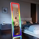 Koonmi Full Length Mirror with LED Lights, 60'x16' Lighted Mirror with Remote Control, RGB Color Changing Lights, 7 Dynamic Modes, Dimmable Brightness