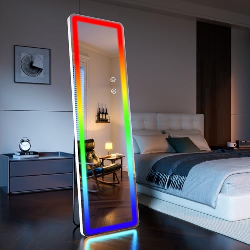 Image of Koonmi Full Length Mirror with LED Lights, 60 inchx16 inch Lighted Mirror with Remote Control, RGB Color Changing Lights, 7 Dynamic Modes, Dimmable Brightness