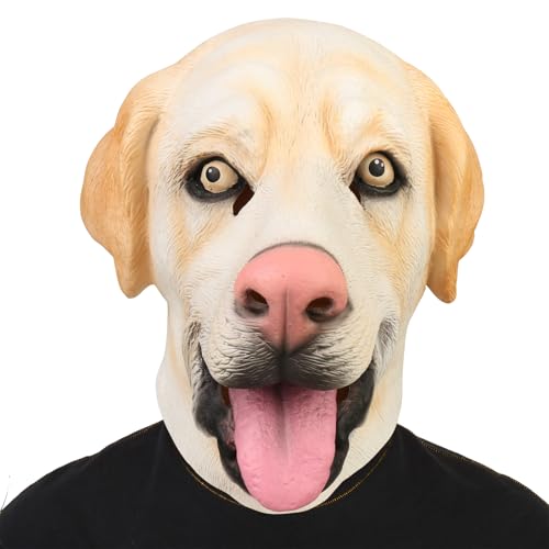 HOTTERCOS Funny Dog Full Head Mask Halloween Animal Realistic Labrador Masks For Party Costume Accessory Christmas Gift