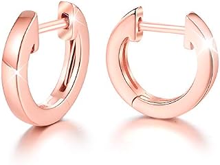 Esberry 18K Gold Plating 925 Sterling Silver Earrings Small Hoop Earrings Huggie Hoop Earrings Cuff Earring Hypoallergenic Earrings for Women