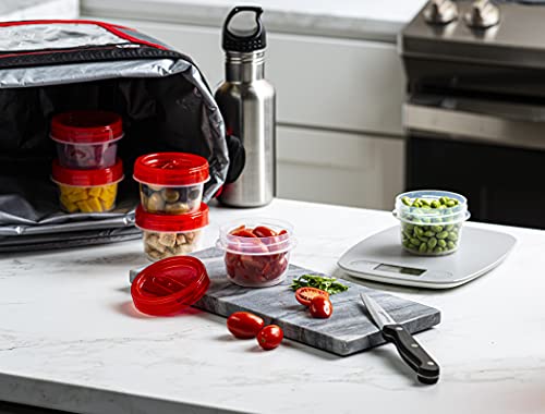 Elegant Disposables (4 Ounce 10 Pack) Twist Cap Containers Clear Bottom With Red Top Screw On Lids Twist Top Food Storage Freezer Reusable Containers #TOP2