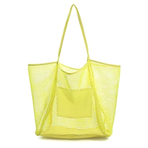 Mesh Beach Tote Womens Shoulder Handbag (gul)