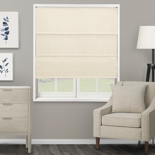 CHICOLOGY Roman Shades for Windows, Roman Window Shades, Roman Shades, Window Treatments, Window Shades for Home, Window Shade, Ridgewood Cream (Privacy & Light Filtering), 33" W X 72" H by Chicology - Used condition - CA$64.10