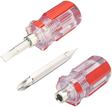 Stubby Magnetic Screwdriver With Phillips Head and Flat Head,Small Pocket Screwdriver for DIY Repairing,2 Piece Set