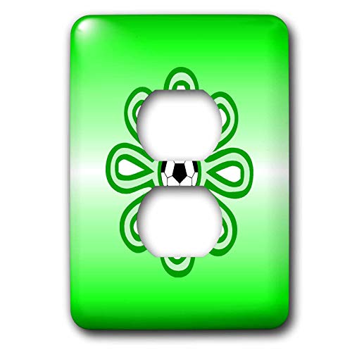 Prises murales ternes ? Plaque Soccer Flower Vert 3dRose lsp_12418_6 double - 2