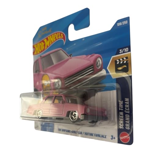 Miniatura 2 de Hot Wheels - El Coche De La Familia Simpson - Jjj68 - Tiempo De Pantalla 3 10 - Tarjeta Corta - Rosa - Modelo Con Licencia Oficial - Mattel 2026 108 250 - 1:64