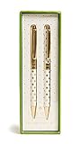 Kate Spade New York Black Ink Ballpoint Pen and 0.9mm Mechanical Pencil Set, Gold Dot