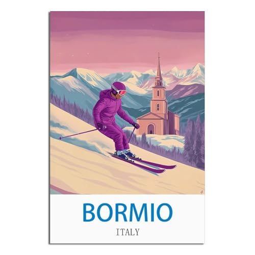 Poster voyage Bormio Italie vintage : idee cadeau ideale pour passionnes