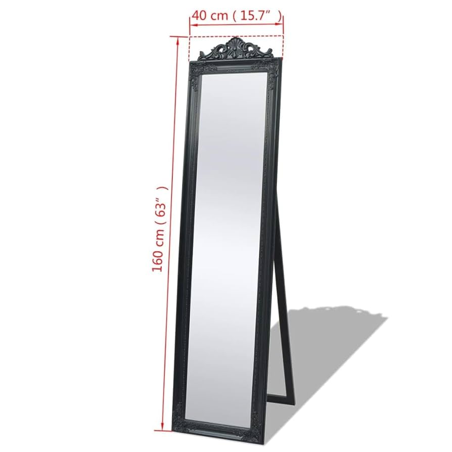 Home Selections Wooden Full Length Wall Mounted Mirror - Black - 35x110cm