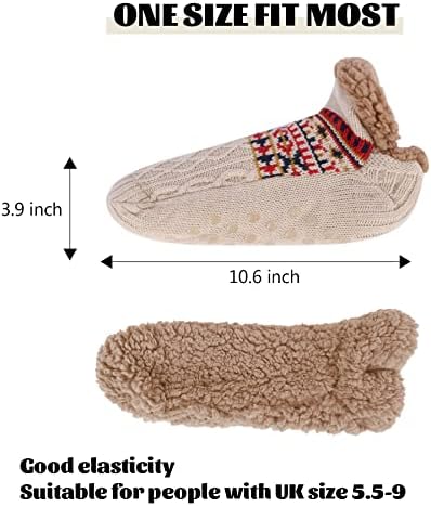 BLURBE Mens Slipper Socks - Fluffy Socks, Winter Thermal Knitted Thick Fleece Lined Warm Super Soft Cosy Non Slip Large Fluffy Slipper Socks with Grippers for Men Home Gifts UK