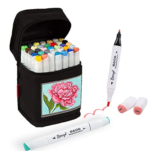 Bianyo Dual Tips Art Sketch Markers Permanent Highlighters for Adults& Kids Coloring Drawing, Gift Box- Set of 36