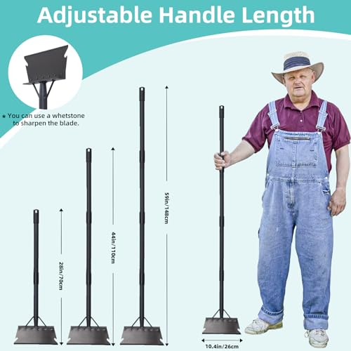 Garden Cleaning Shovel 59 Inch with Adjustable Handle, Multifunctional Cleaning Shovel Garden Tool Floor Scraper Outdoor Spade for Scraping, Weeding, Lawn Edging - Thumbnail 3