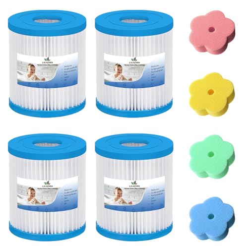 LVJUSEN Type I Pool Filter Replacement- for Bestway 58511E/ Summer Waves Funsicle RX330 SFX330 330 Gal/H Pump Size 1 Replaces 58093 P57100402-4 Pack