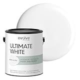 Ultimate White Paint & Primer in One, Semi-Gloss White, 1 Gallon – Interior & Exterior, One-Coat Coverage, Excellent Hide, Low Odor, Low VOC, Washable Paint for Walls, Ceilings & Trim