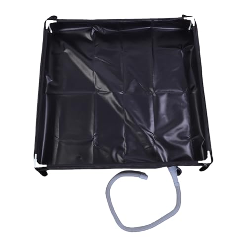 Base de ducha portátil plegable 31.5x31.5x3.9 pulgadas con drenaje inferior y tubo desmontable para camping, RV, carpa y playa (Negro)