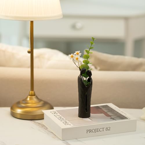 Sziqiqi Ijzer 6e Verjaardagscadeau voor Haar - Romantisch paar Standbeeld Metalen Liefde Sculptuur Decoratieve Zwarte Abstracte Kleine Beeldjes Decoratie voor Vrouwen Vrouw Vriend Vriendin Hem - Afbeelding 4