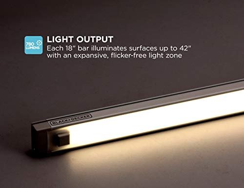 Black+Decker Leduc18-1Ck Dimmable Linkable Led Shop Light With Motion Sensor And Magnetic Option, 10.5W, 780 Lumens, White 4000K, 18", Cool White #TOP4