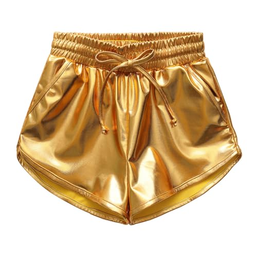 Boys Girls Shiny Leather Shorts Kids Metallic Sequin Shorts 70s Disco Party Stage Performance Shorts 2-6 Years