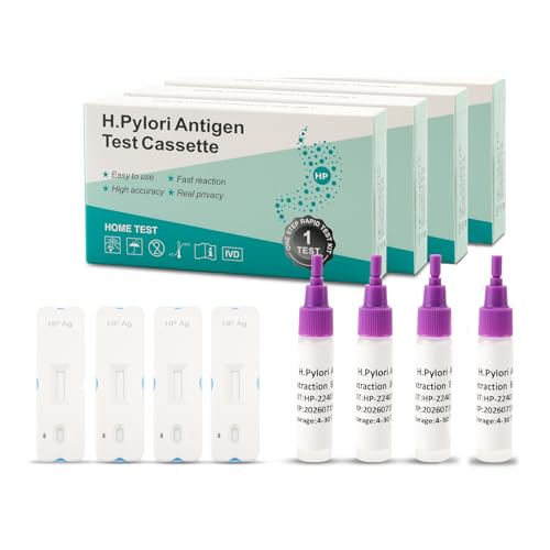 H. Pylori Helicobacter Pylori Stool 4 Test Kit, 10-15 Minutes, Highly Accurate, Easy to Use, Home Testing, No Lab Visit Required
