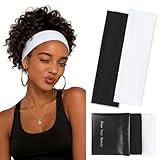 PROPOG Bandeau Cheveux Femme 2PCS, 7cm Bandeaux Mode pour Femmes Elastique Antidérapant Headband Yoga, Exercice, Sport, Cyclisme, avec Pochette De Rangement en Cuir (Weiß)