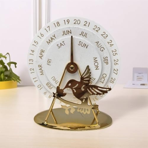 LeeQinersw Desktop Calendar Manual Rotating Desk Calendar Tabletop Calendar Calendar With Wood For Daily Planning Suitable for office desks bookshelves entryways gift giving home decoration, Leaf - Image 3