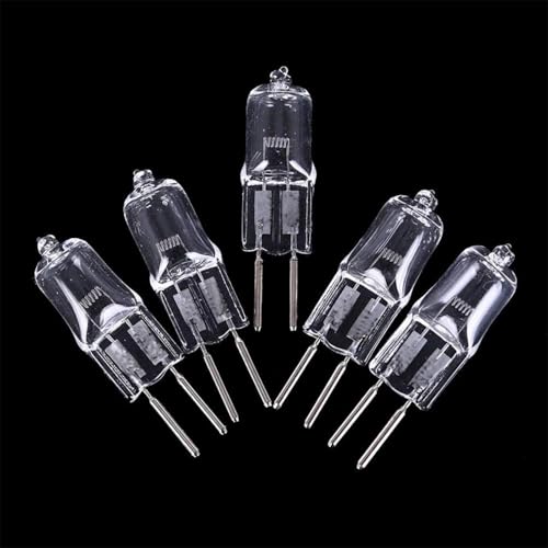 UGEFKMQ 5PCS Capsula Lampada Alogena G5.3 12V 75W Lampadina Alogena G5.3 20W 12V GU5.3 base a doppio ago per l'illuminazione domestica Lenti in vetro trasparente Luci notturne 10W