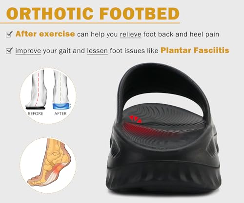 kuailu womens recovery sandals with comfortable plantar fasciitis supportladies orthotic open toe sport slides thick cushion reduces stress on feetjoints amp back post-exercise