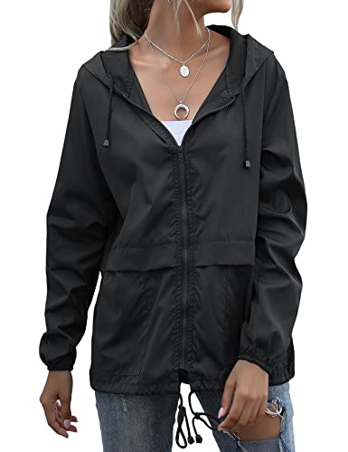 Women's Raincoats Lightweight Waterproof Windproof Adjustable Windbreaker Rain Jackets Hooded with Pockets S-XXL - Image 3